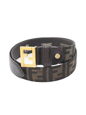Fendi Belt Zucca Gold Canvas Leather